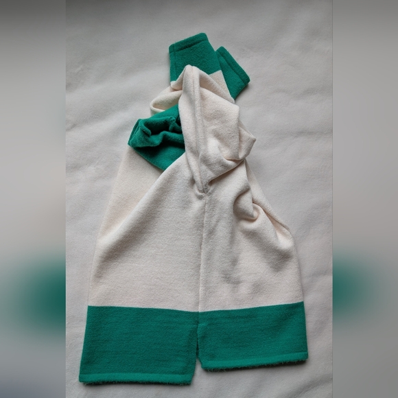 Soft Cashmere Blend Women's Sweater Colorblock Mock Neck Green Cream Knit Size S - Picture 16 of 16